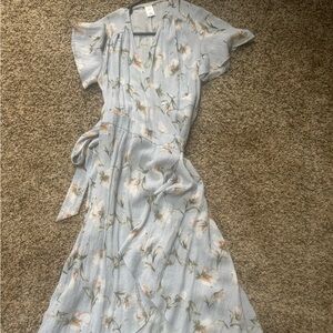 Promesa Tan and Brown Flutter Sleeve Maxi Sundress